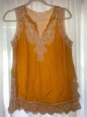 Solitaire : Yellow Sleeveless Blouse - Medium Anthropologie boho